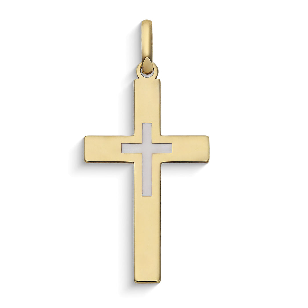 Comete Cross-hanger in 375‰ geelgoud en email KCOB034