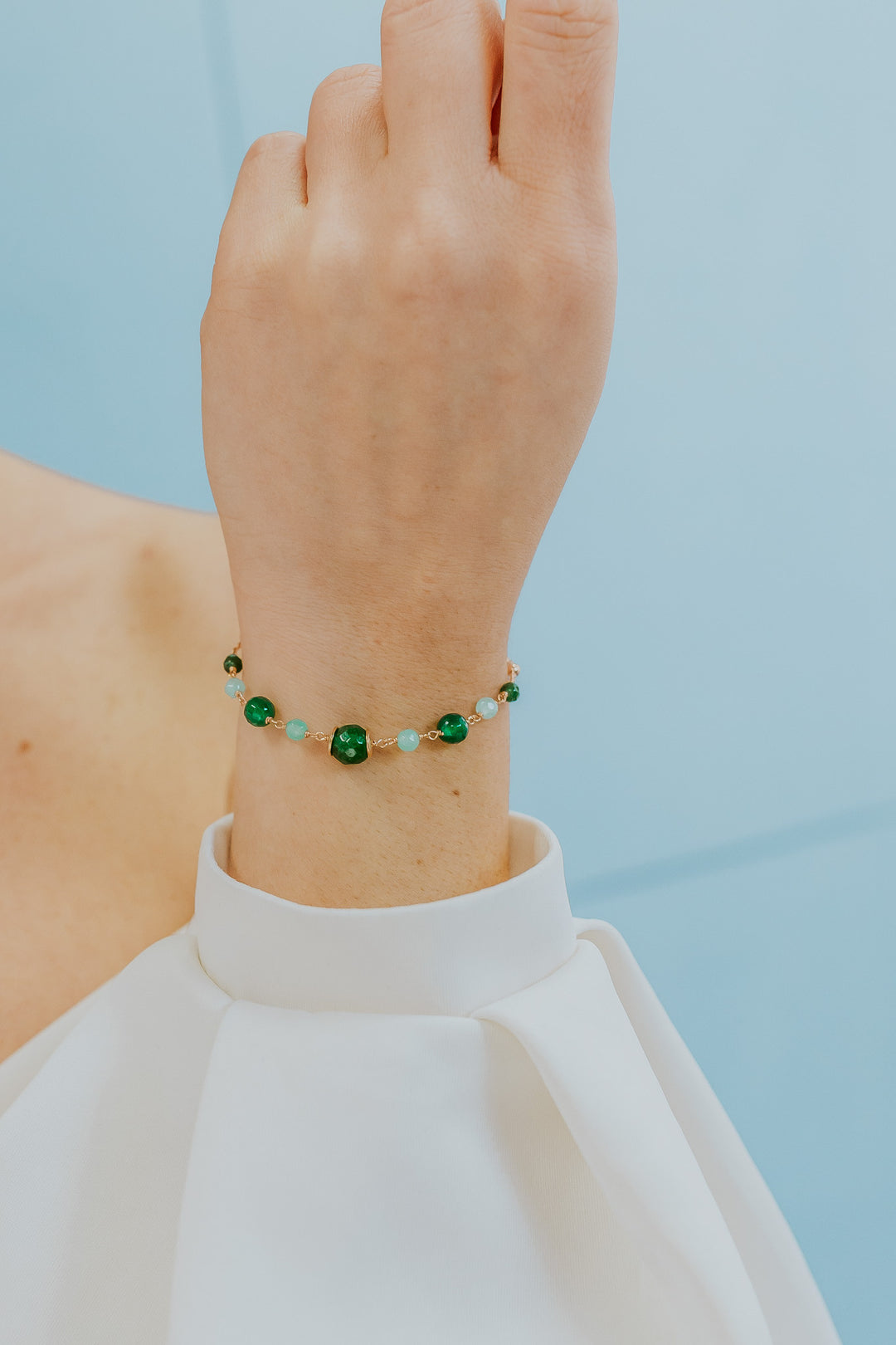 Comete 925‰ Silver Bracelet with colored Agate, Jade and Quartz BRA280