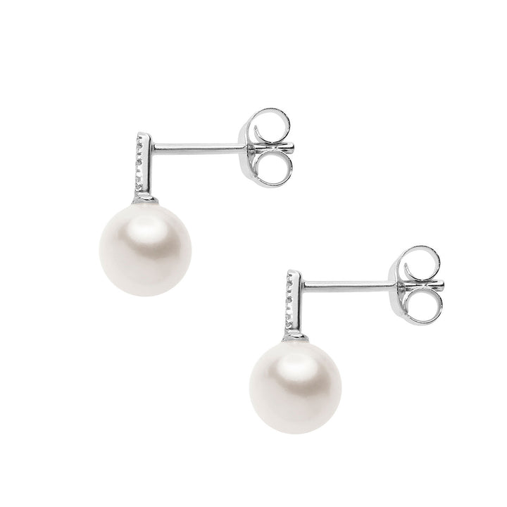 Comete Earrings with Pearl and White Diamonds ORP759