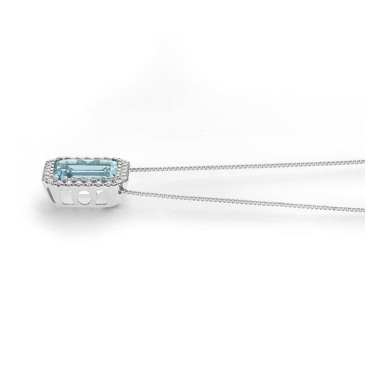 Comete Necklace in Gold, Diamonds and Octagonal Aquamarine GLQ303