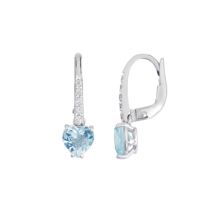 Comete Aquamarin-Herzohrringe aus Gold und weißen Diamanten ORQ279