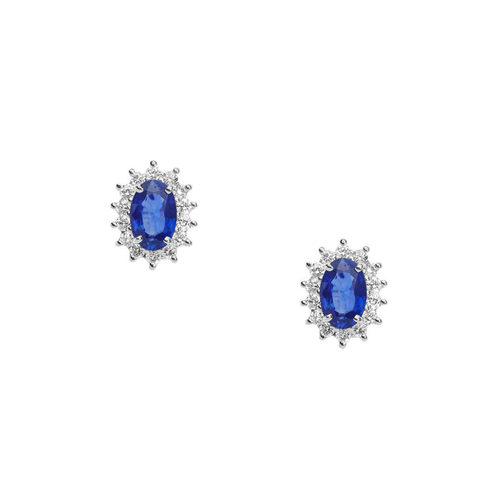 Comete gouden oorbellen met diamanten en ovale blauwe saffieren ORB1022
