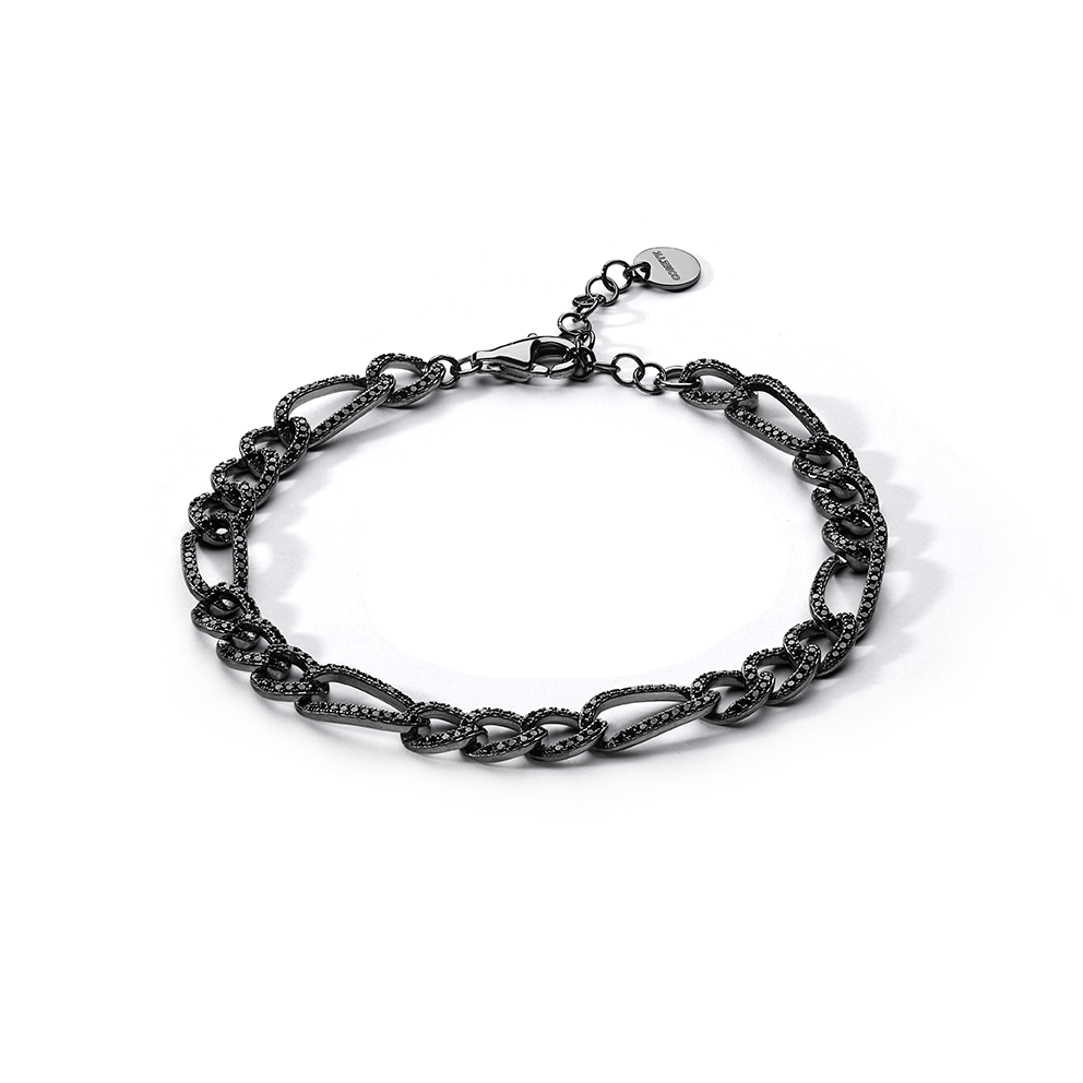 Comete Bracelet in 925‰ ruthenium silver, black zircons UBR1289