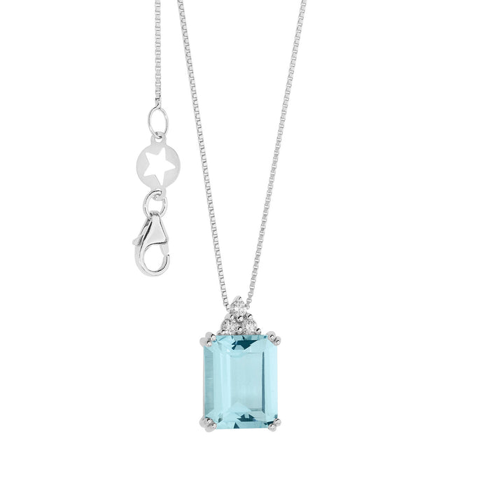 Comets Necklace in Gold, Diamonds and Octagonal Aquamarine GLQ301