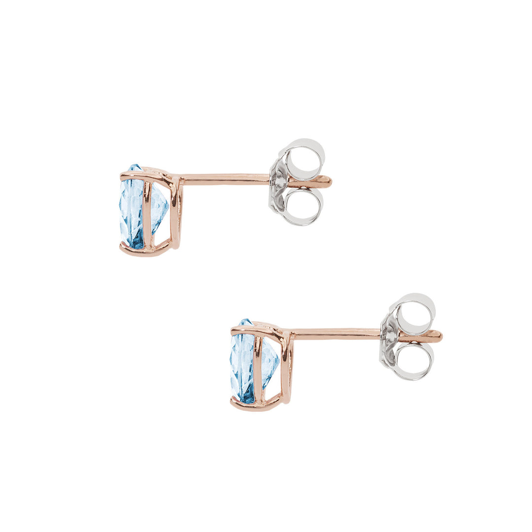 Comete Oorbellen in roségoud en blauw topaas hart ORB 1014