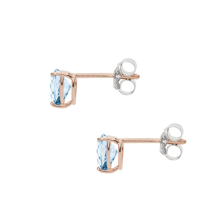 Comete Oorbellen in roségoud en blauw topaas hart ORB 1014