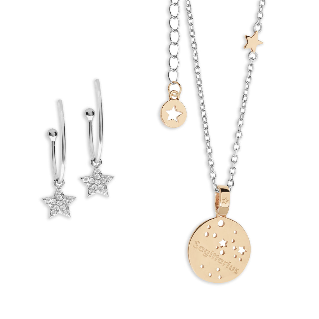 Kometen oorbellen en ketting Boogschutter Constellation KIT219174