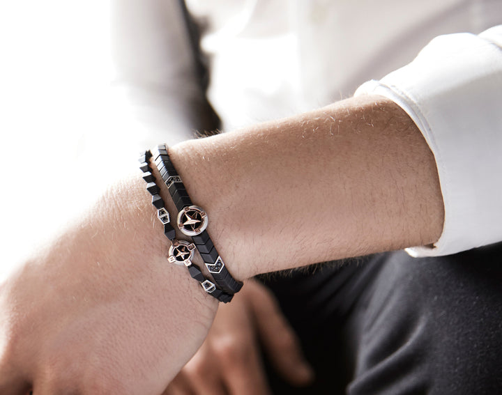Comete-Armband aus Silber und schwarzer Keramik UBR919