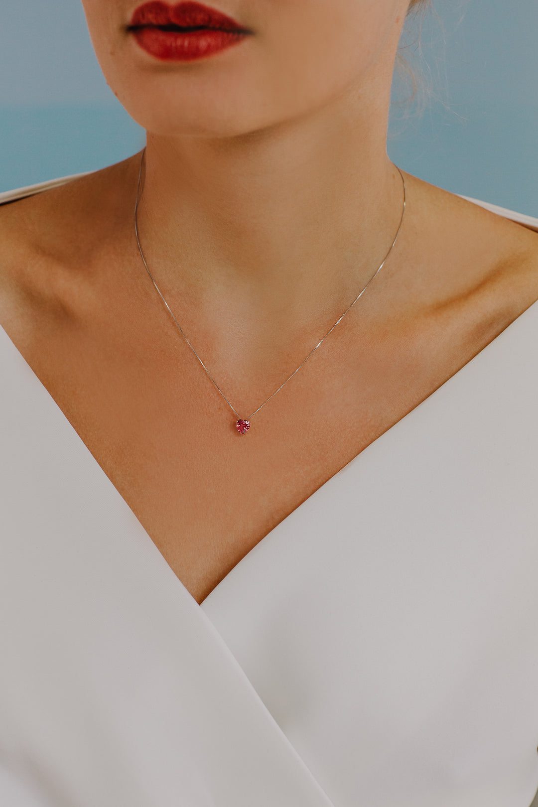 Comete Necklace in rose gold and pink topaz heart GLB1548