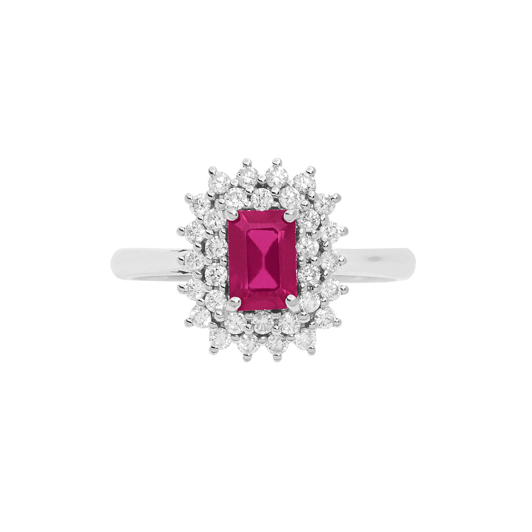 Comete Gold ring with diamonds and octagonal ruby ANB2624
