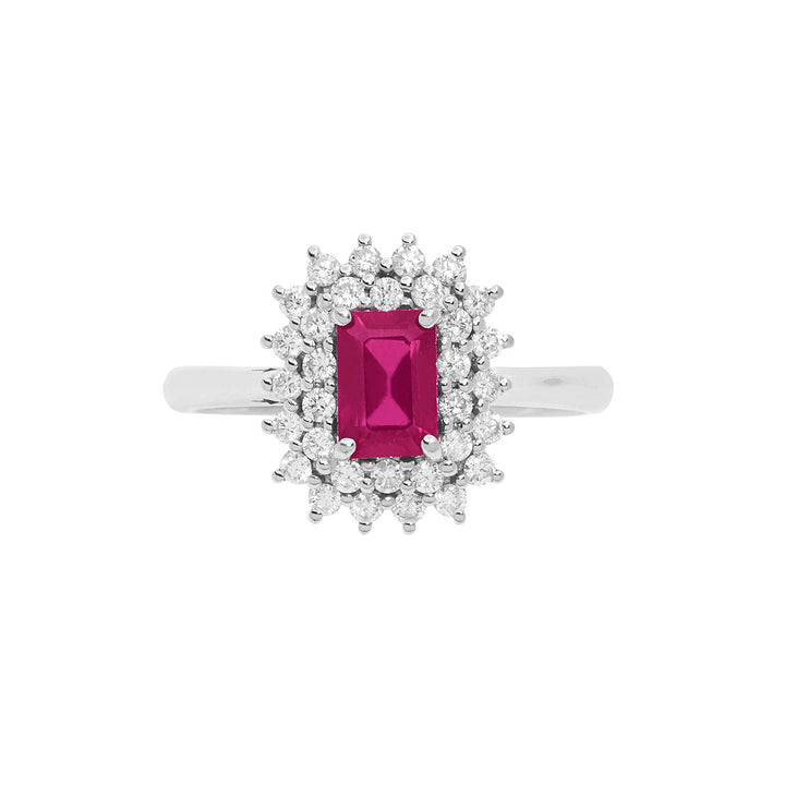 Comete Gold ring with diamonds and octagonal ruby ANB2624
