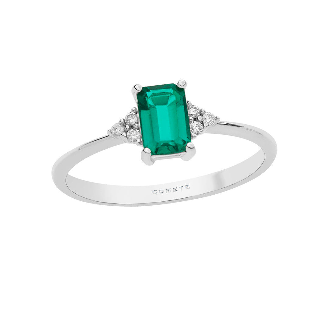 Comete-Goldring mit Diamanten und achteckigem Smaragd ANB2355