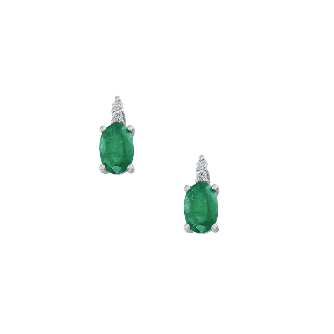 Comete Earrings in Gold and White Diamonds, Oval Emerald ORB1105S3