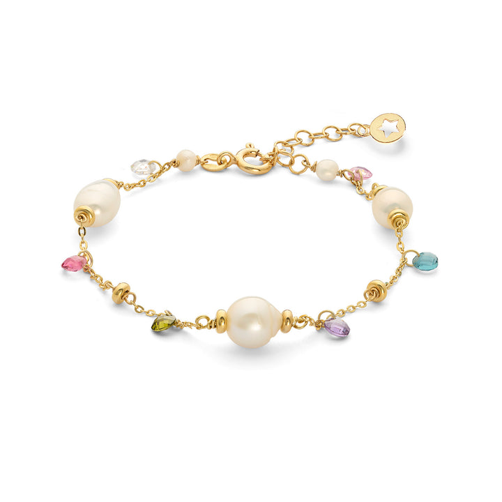Comete 925‰ Silver Bracelet with multicolor crystals and Acquadolce Pearls BRA275