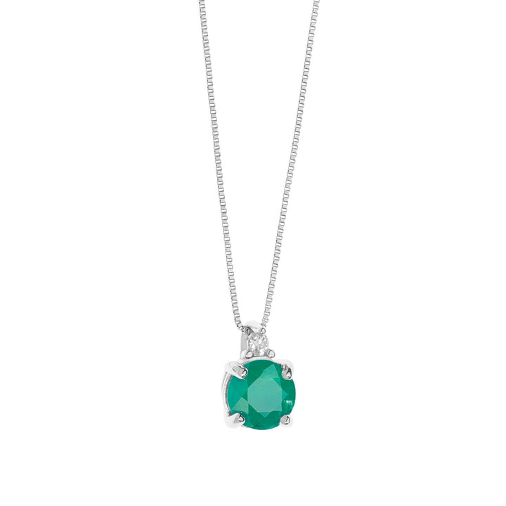 Comete Necklace in Gold, Diamond and Emerald round GLB1500