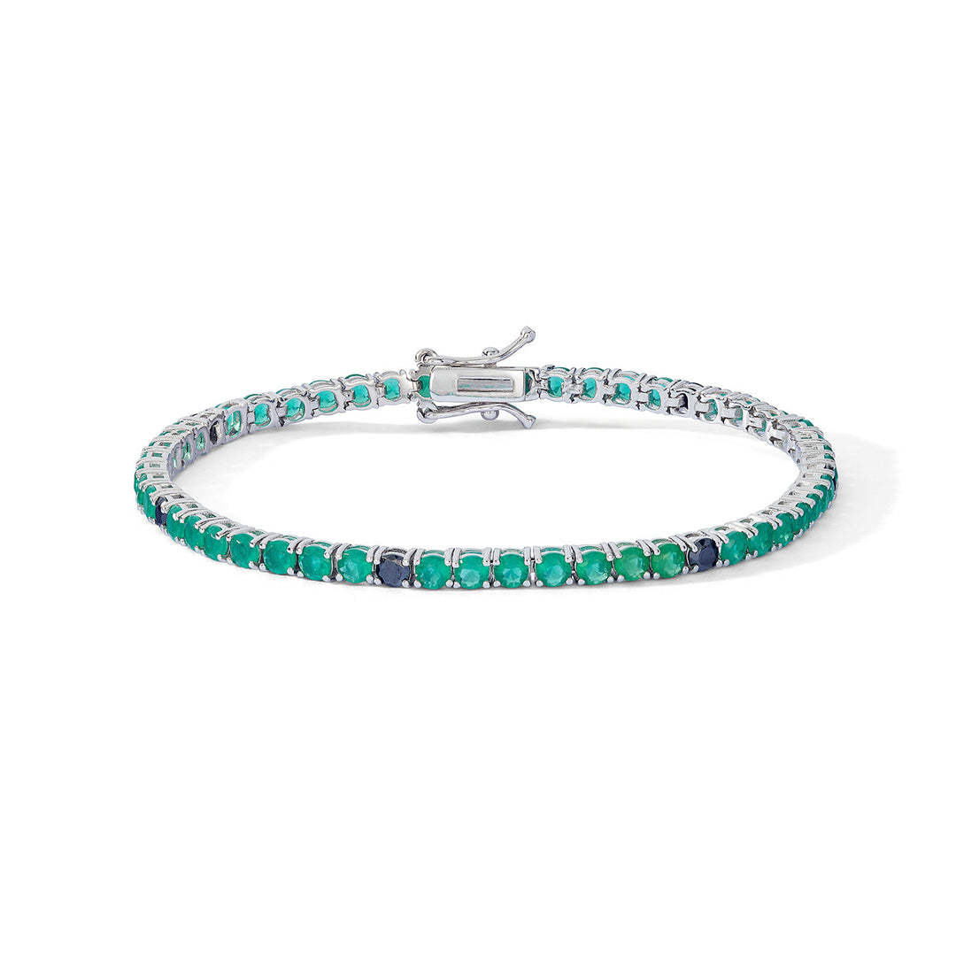 Comete Silver Bracelet with black and green Zircons UBR1254M18