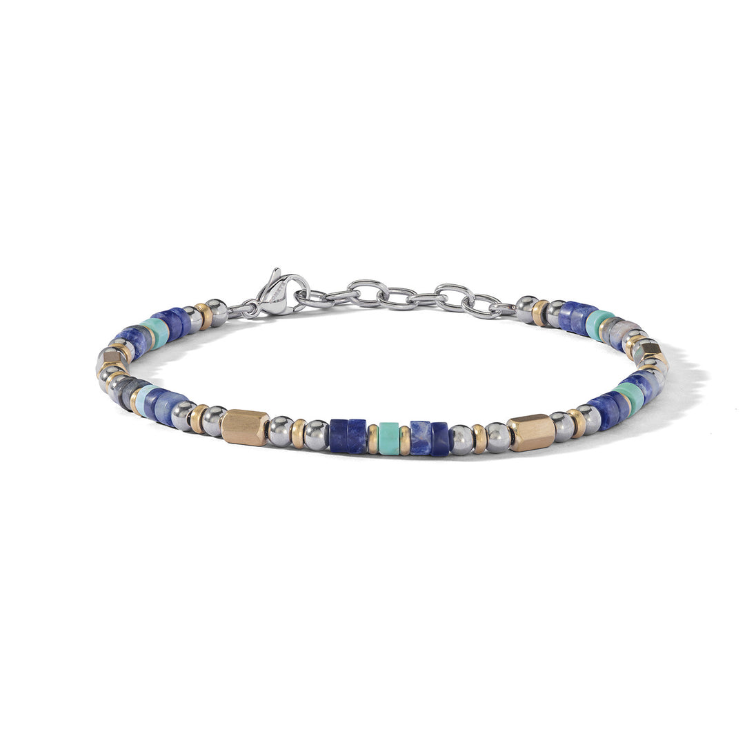 Comete Bracelet in Steel, yellow PVD, turquoise and sodalite UBR1272