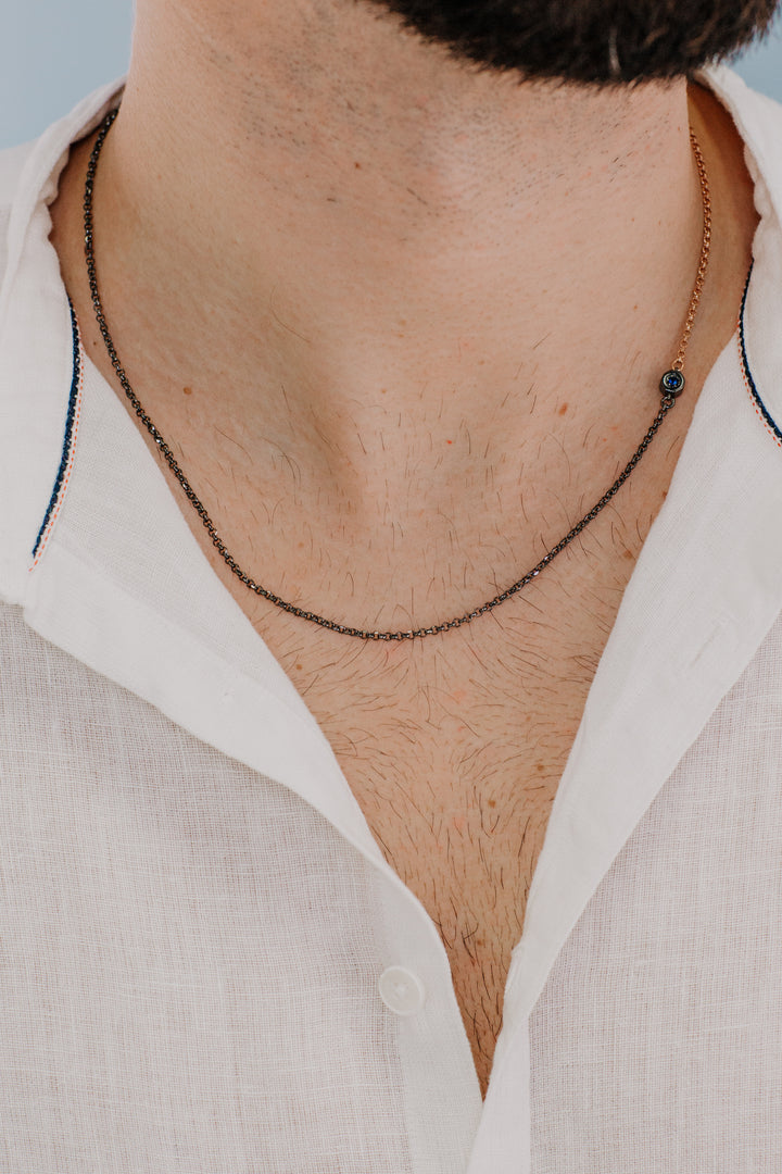 Comete Necklace in double, rosé and burnished silver UGL713