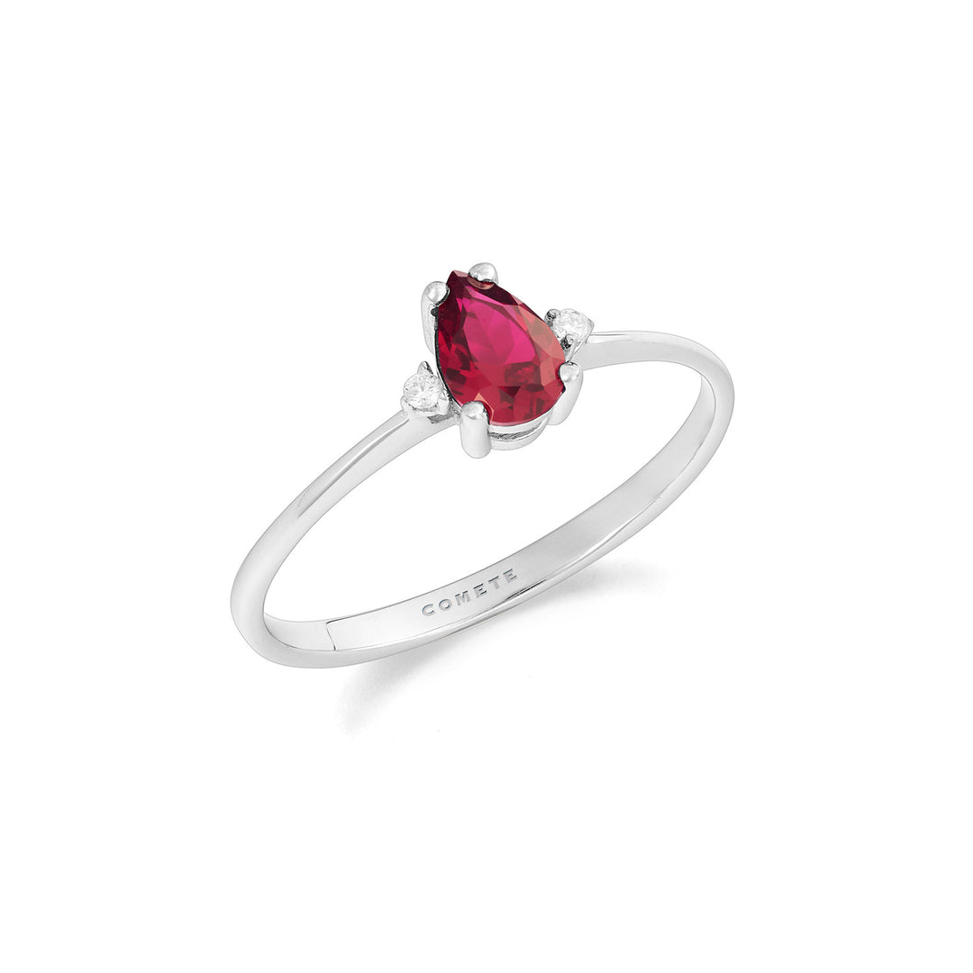 Comete-ring in 750 ‰ Goud, diamanten en robijnen druppel ANB2710