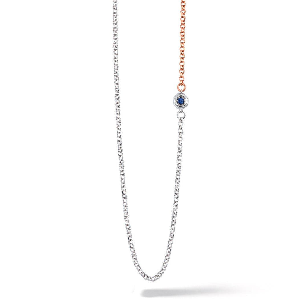 Comete Necklace in double, shiny and rosé silver UGL711