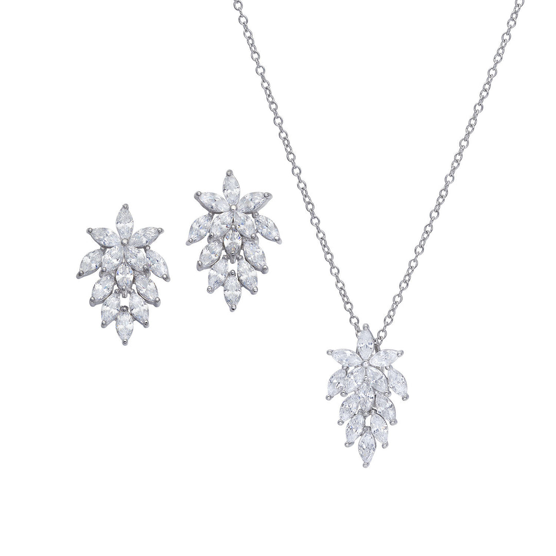Comete Necklace and Earrings in White Zircons 925‰ Silver KIT262210