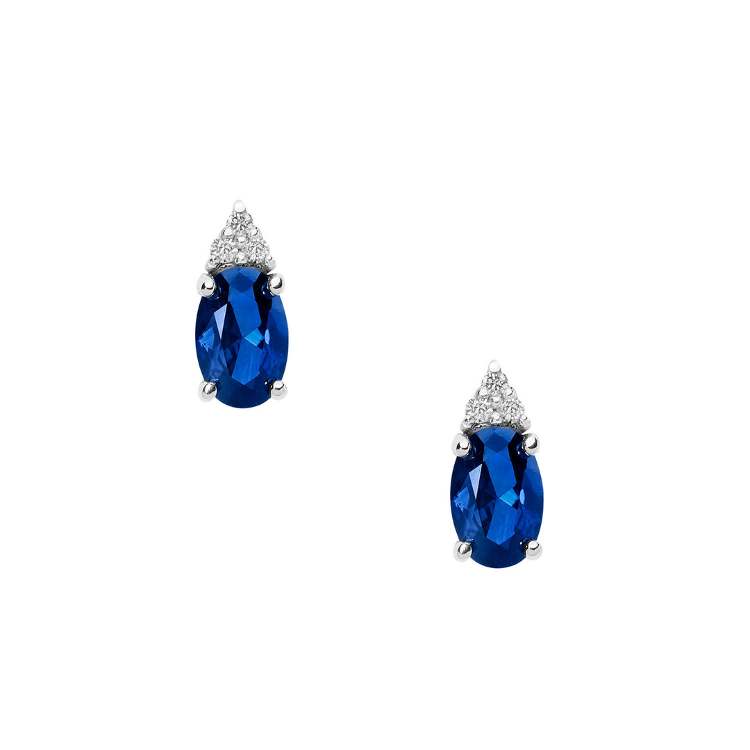 Comete Earrings in Gold, Diamonds and Oval Sapphire ORB1069