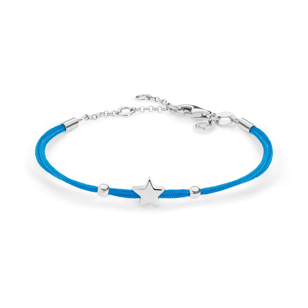 Comete Star-Armband aus Silber mit blauer Kordel BRA159