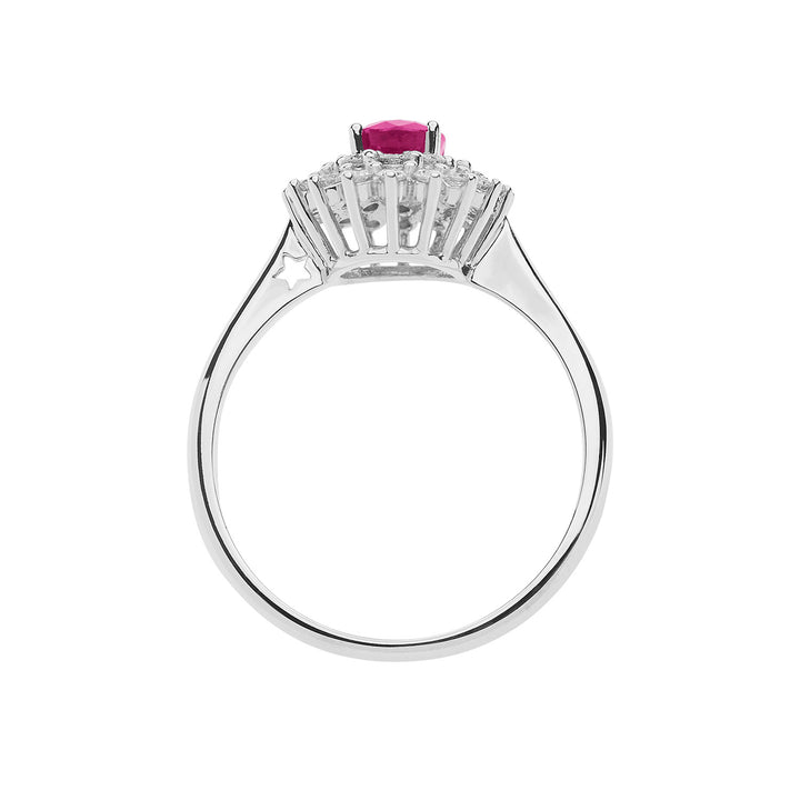 Comete-ring in goud, diamanten en ovale robijn ANB2622