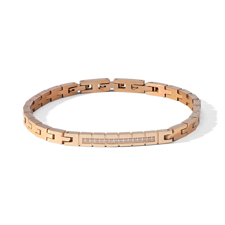 Comete Bracelet Steel, pink PVD and white zircons UBR1190