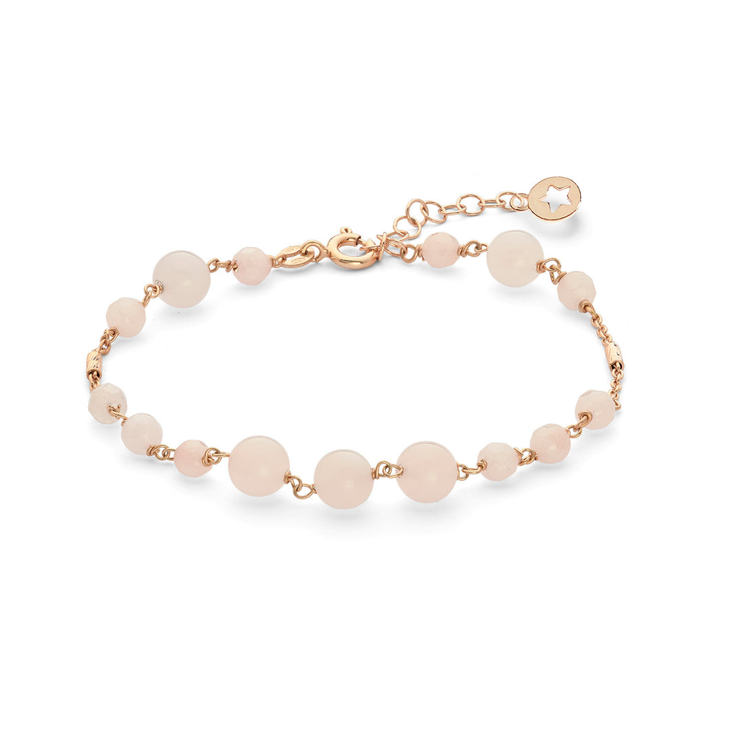 Comete Bracelet 925‰ Silver with Rose Quartz and colored Jade BRA277