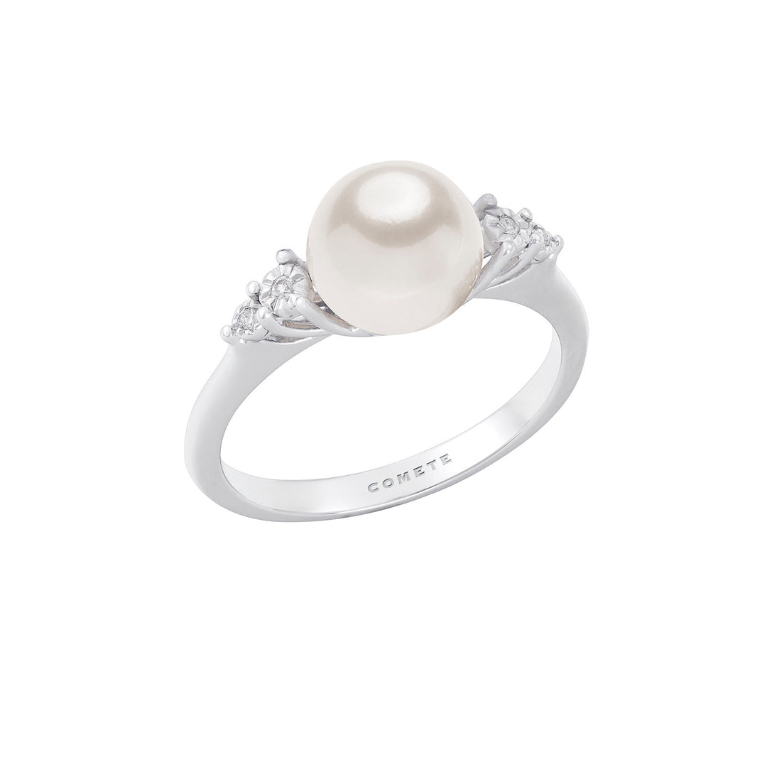 Comete Parelring in witgoud en diamanten ANP413
