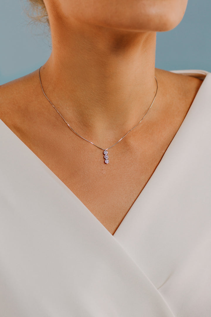 Comete-trilogieketting in roségoud met diamanten GLB1037