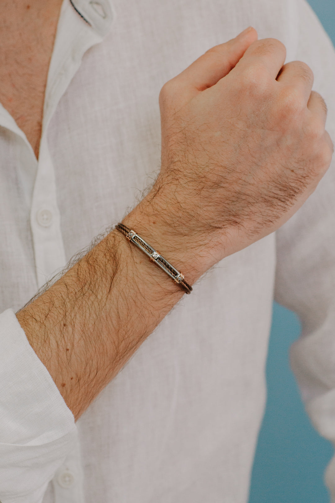 Comete Stalen en bruine PVD kabelarmband UBR959