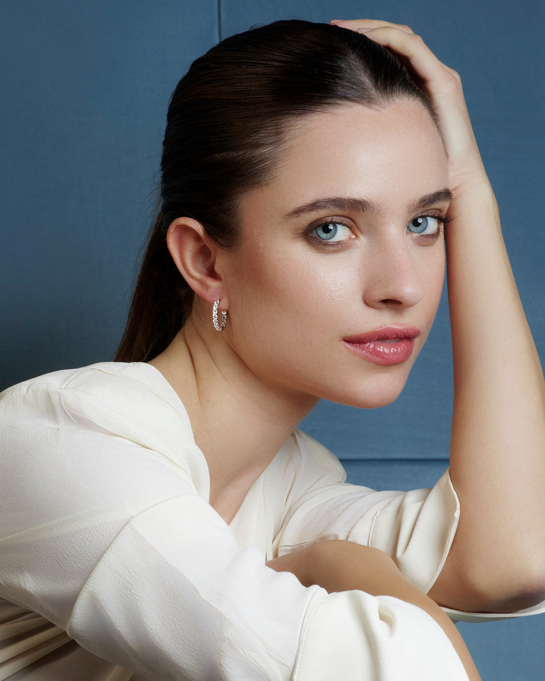 Comete Earrings in small Silver and white Zircons ORA197