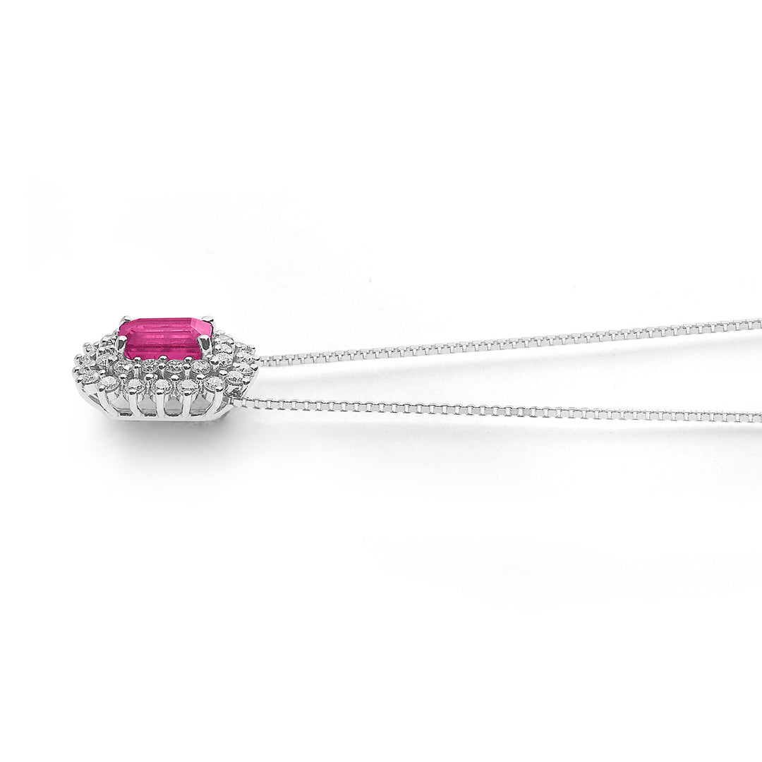 Comete Necklace in Gold, Diamonds and Octagonal Ruby GLB1604