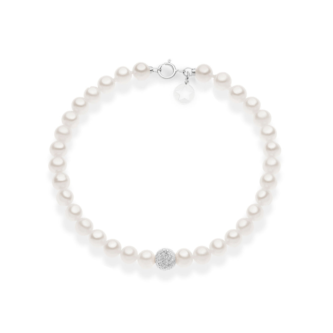 Comete Bracelet with pearls and diamond sphere in 375‰ white gold KBRQ260B