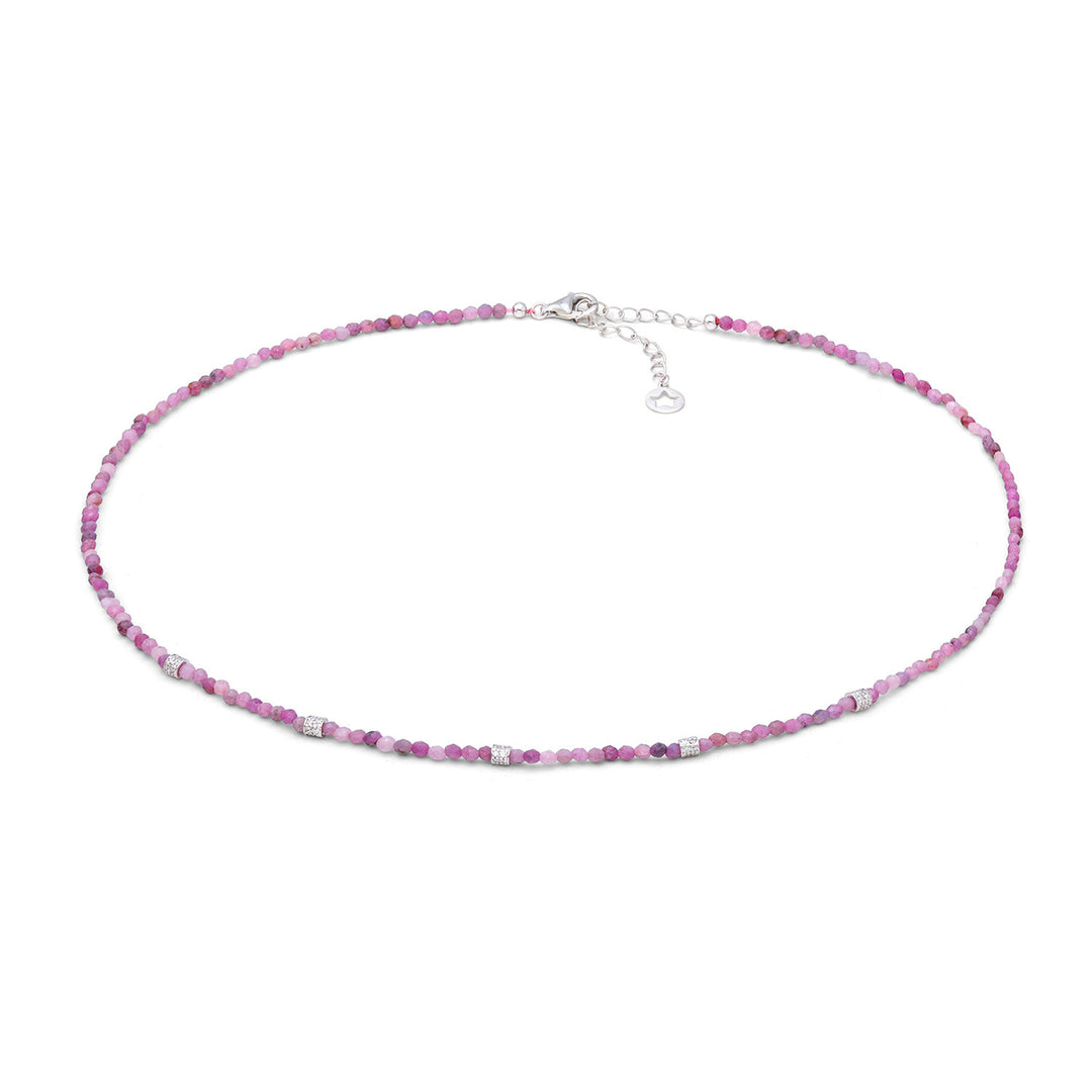 Comete Necklace in 925‰ silver with ruby and zircons GLA296