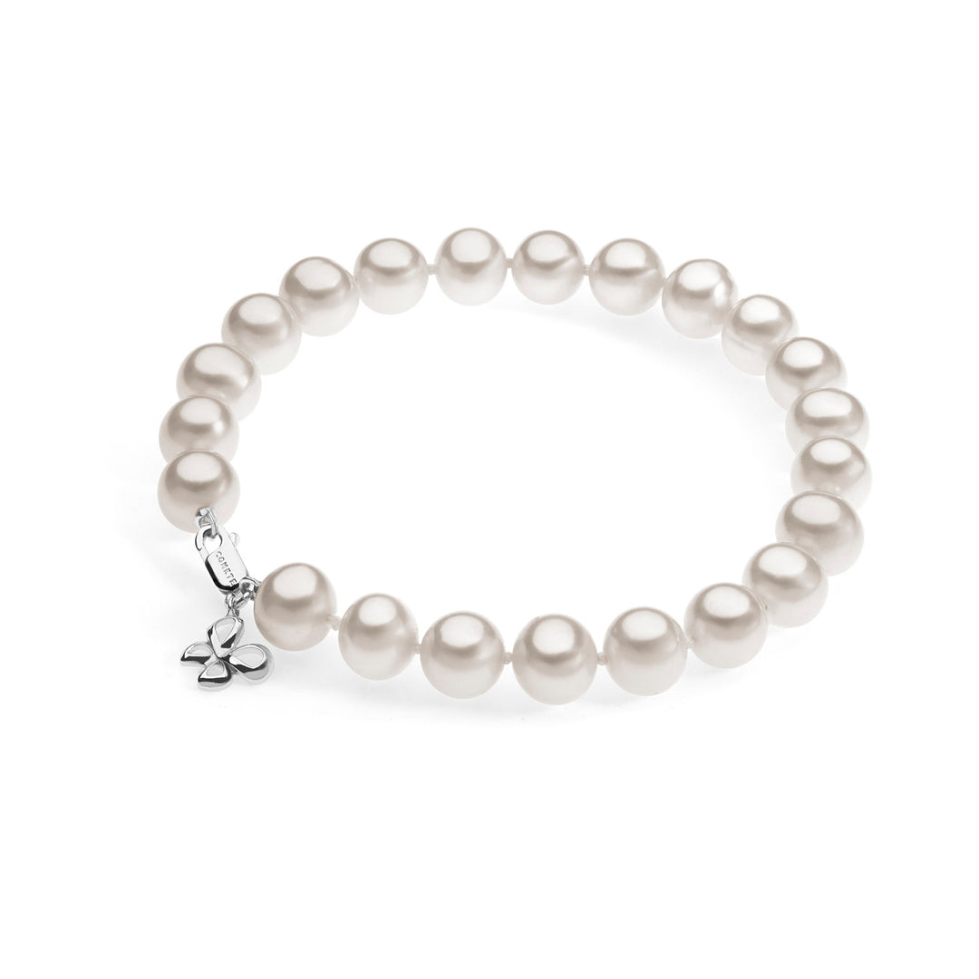 Comete Witgouden armband met parels en vlinder BRQ239