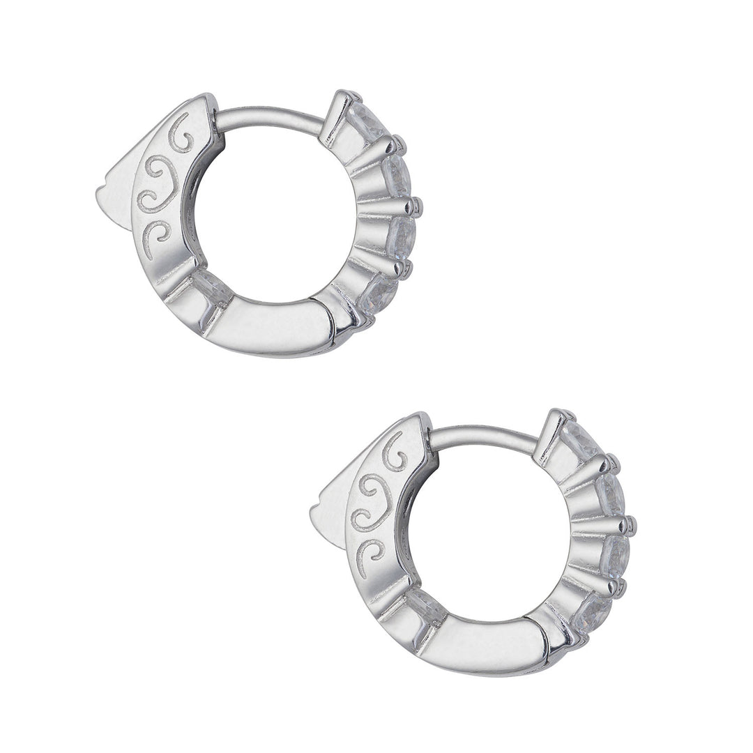Comete Earrings in small Silver and white Zircons ORA197