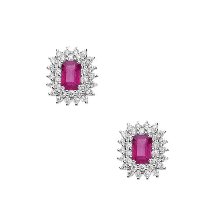Comete Gold Earrings with Diamonds and Octagonal Rubies ORB1059