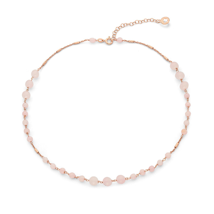 Comete Necklace 925‰ Silver with Rose Quartz and colored Jade GLA279