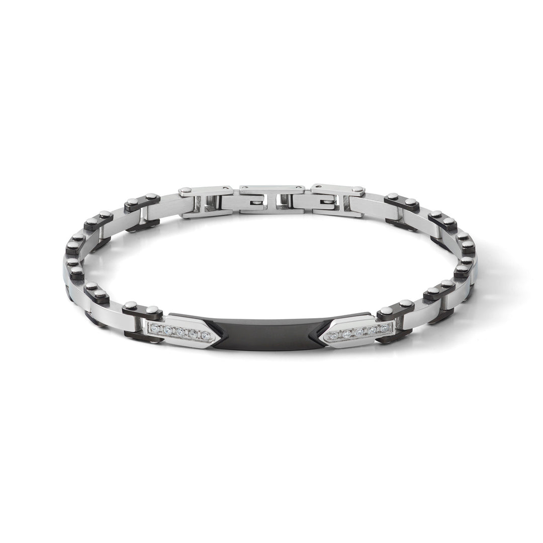 Comete-Armband aus schwarzem PVD-Stahl und weißen Zirkonen UBR1061
