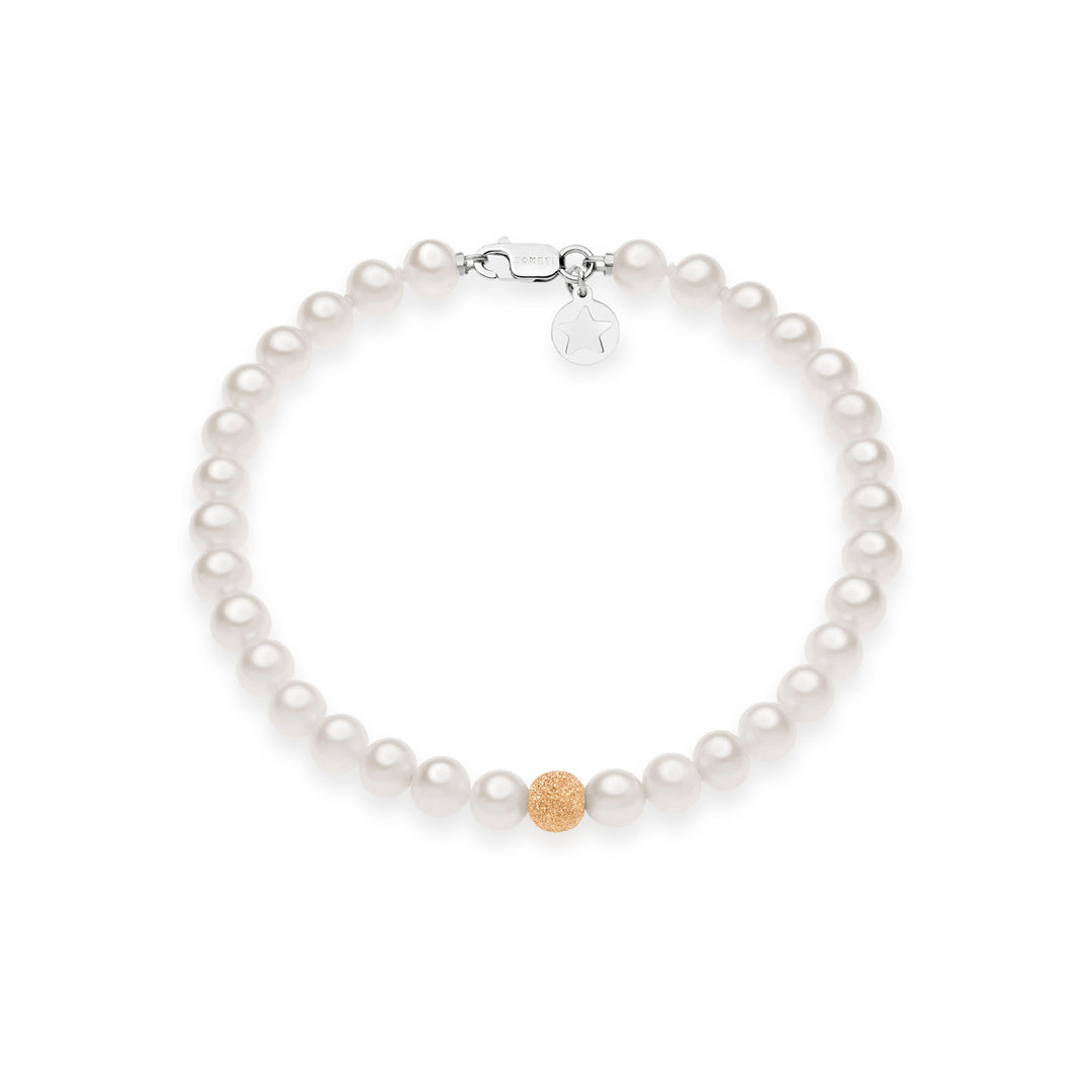Comete-Armband mit Süßwasserperlen und Kugel in Roségold BRQ294