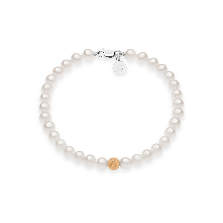 Comete-Armband mit Süßwasserperlen und Kugel in Roségold BRQ294