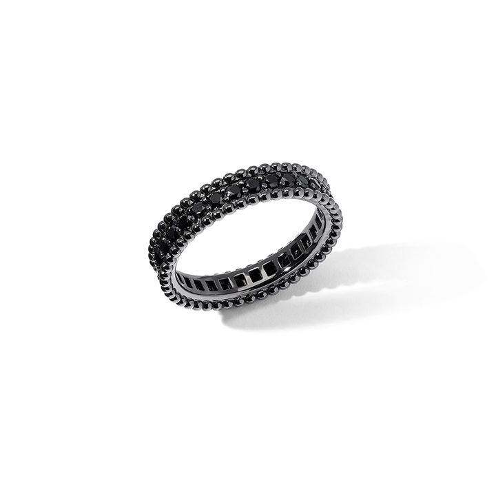 Comete Ring in 925‰ ruthenium silver with black zircons UAN133M20