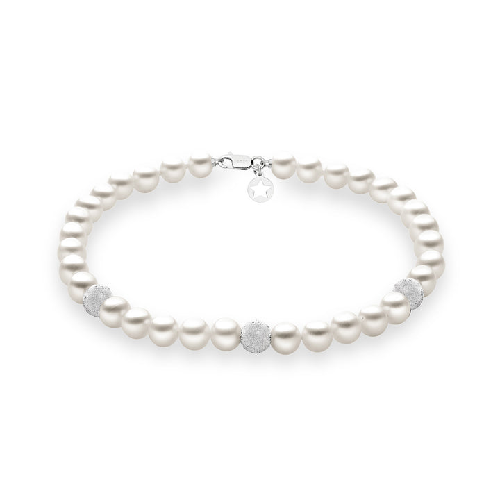 Comete Bracelet with Freshwater Pearls in Gold and Diamond Spheres BRQ193B