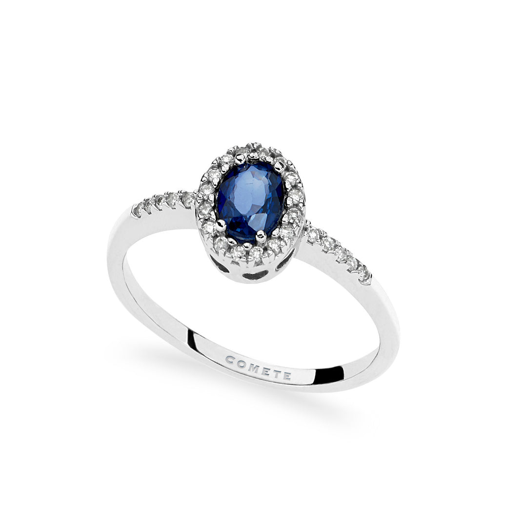 Comete Gold Ring with Diamonds and Oval Blue Sapphire ANB2700