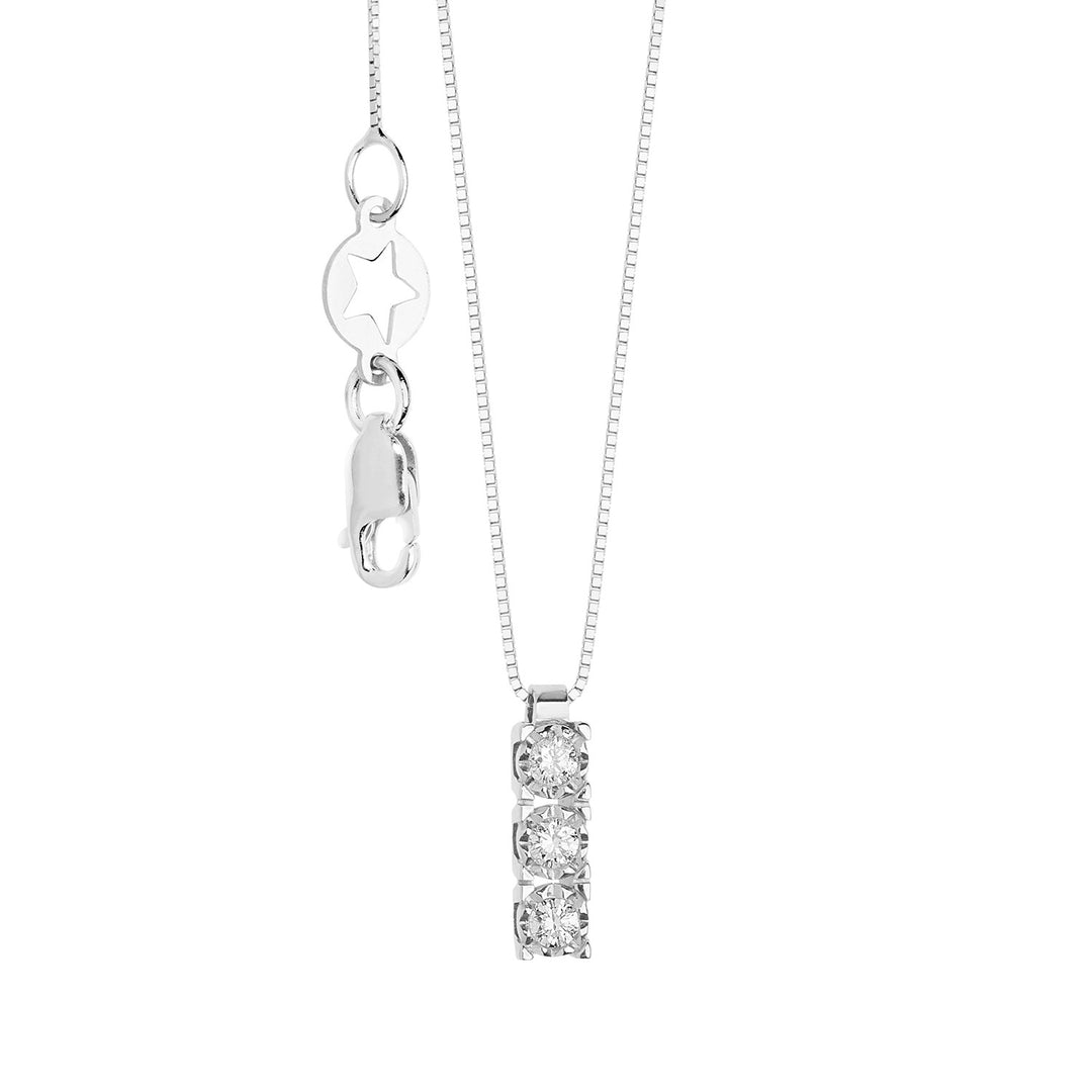 Comete-trilogieketting in goud en witte diamanten GLB1634