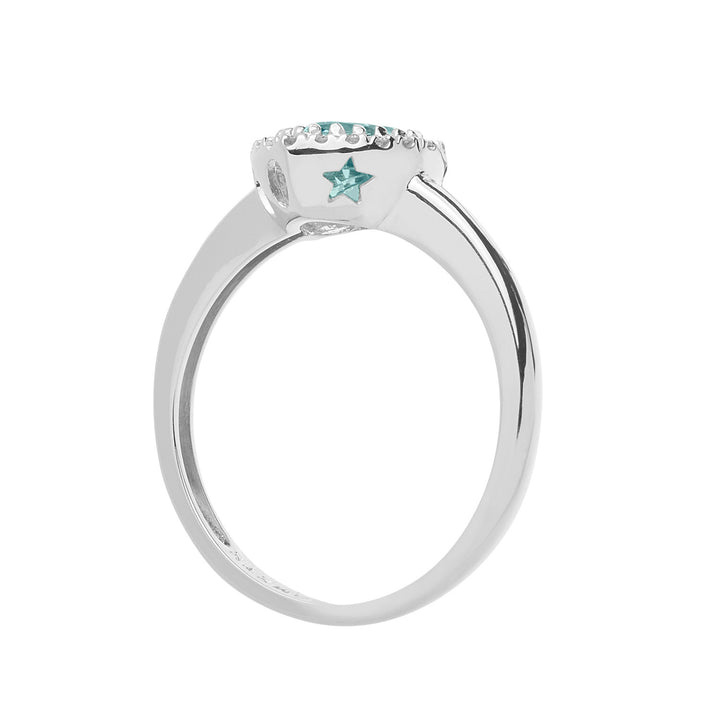 Comete-Goldring mit Diamanten und Aquamarin-Herz ANQ313