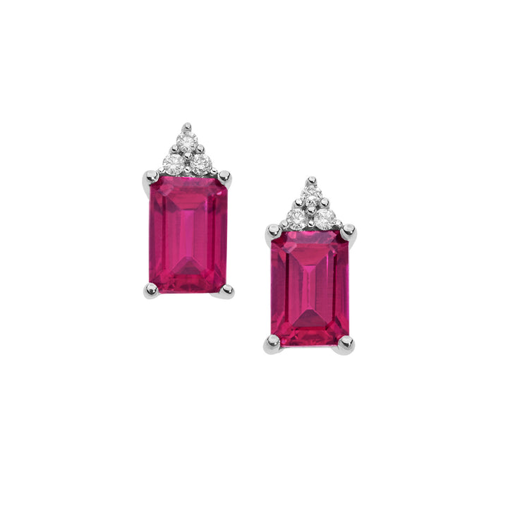 Comete Gold Earrings with Octagonal Diamonds and Rubies ORB910